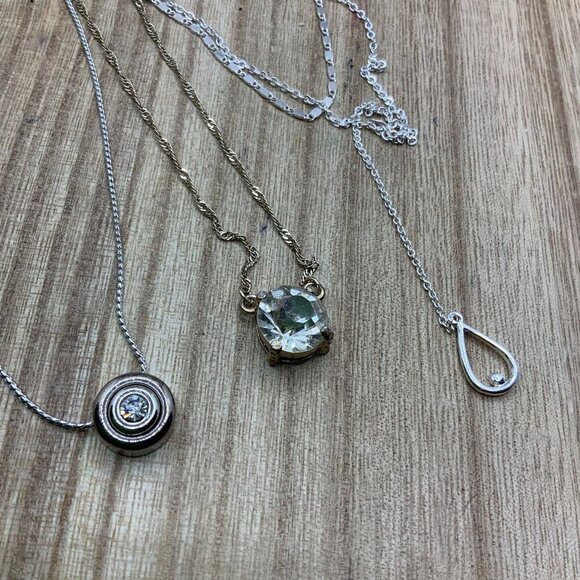 LC Lauren Conrad Silver & Gold Tone Chain Bundle (3) Necklaces - Picture 1 of 5